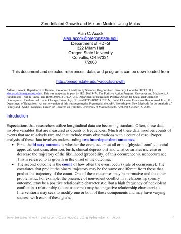 Zero-Inflated Growth and Mixture Models Using Mplus - UCLA ...