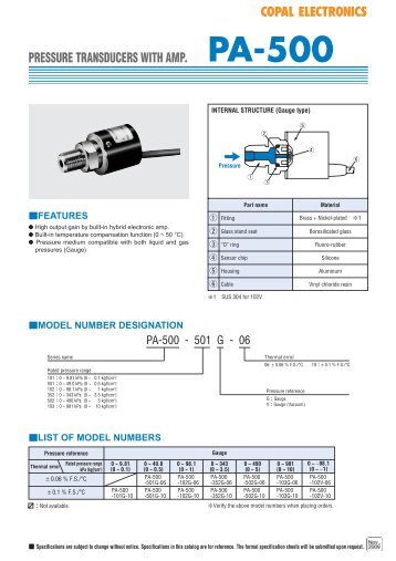 PA-500 Pressure Transducers