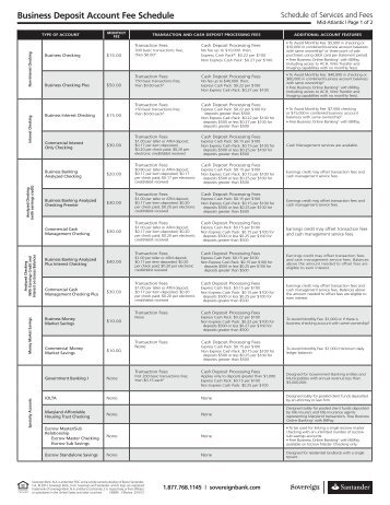 Business Deposit Account Fee Schedule - Sovereign Bank