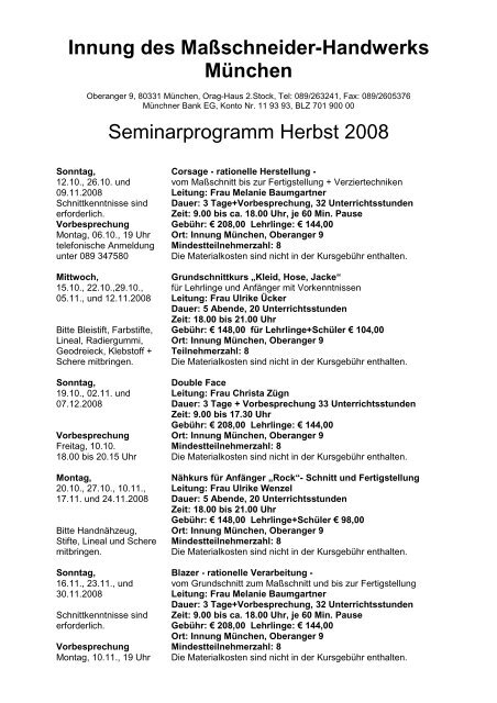 Innung Des Massschneider Handwerks Munchen Massschneider