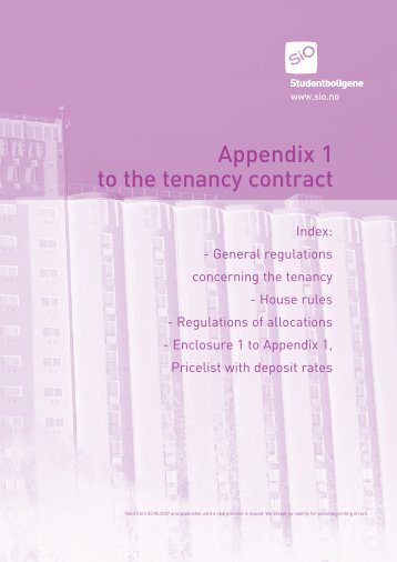 Appendix 1 to the tenancy contract - SiO