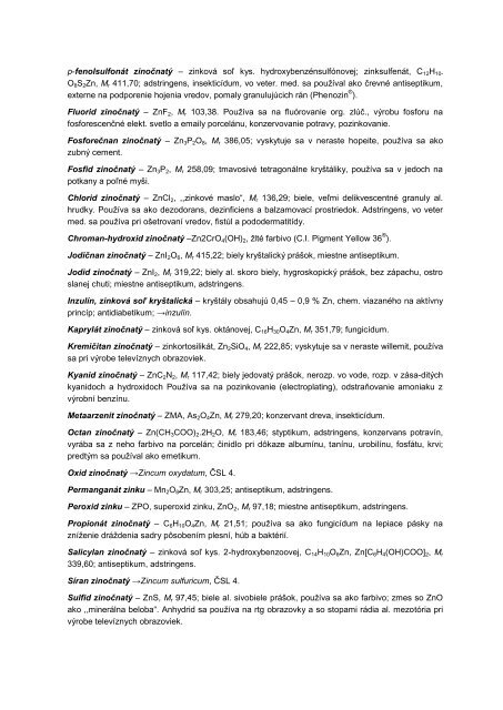 p-fenolsulfonát zinočnatý – zinková soľ kys - datasolution.sk