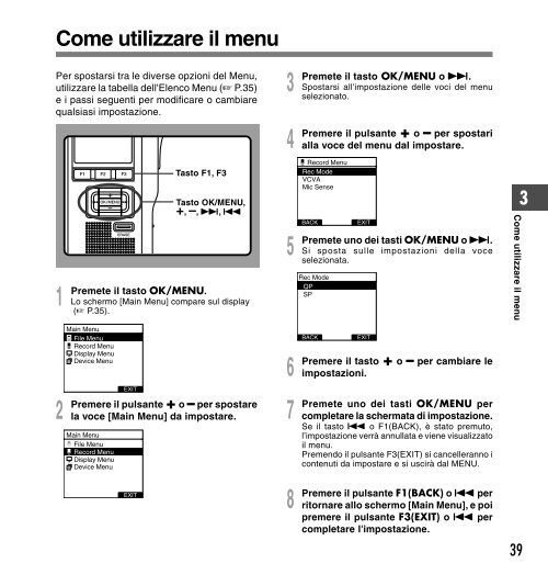 2 Premere il pulsante + o - Olympus