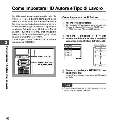 2 Premere il pulsante + o - Olympus