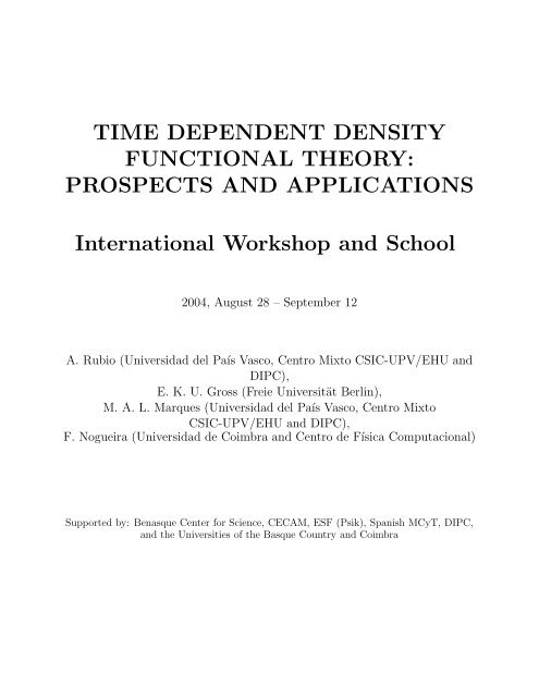 TIME DEPENDENT DENSITY FUNCTIONAL THEORY ... - TDDFT.org