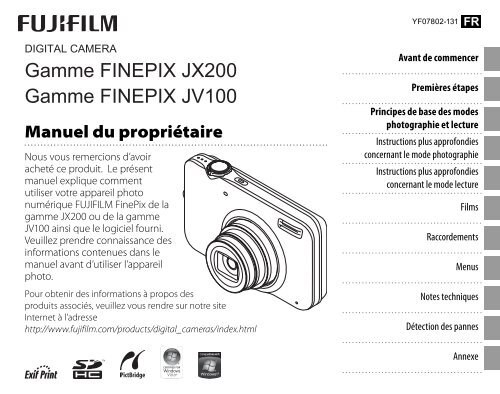 Gamme FINEPIX JX200 Gamme FINEPIX JV100 - Fujifilm Canada