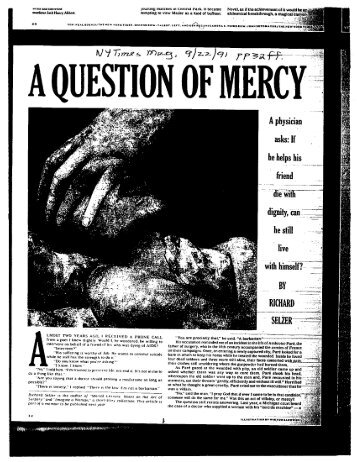 Richard Selzer, “A Question of Mercy,”