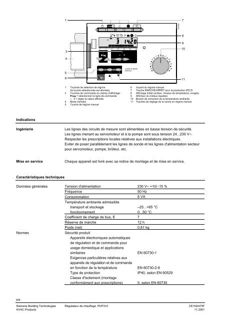 2475 Régulateur de chauffage RVP310 - Siemens Schweiz AG