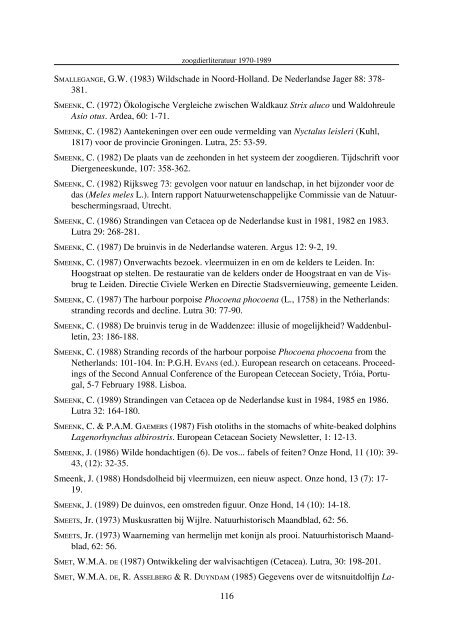 publicaties uitgekomen tussen 1970 en 1990 - De Zoogdiervereniging