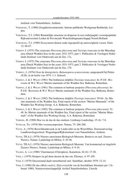 publicaties uitgekomen tussen 1970 en 1990 - De Zoogdiervereniging