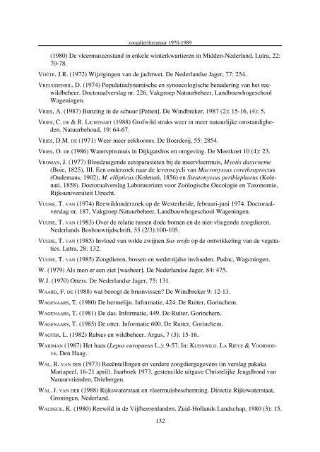 publicaties uitgekomen tussen 1970 en 1990 - De Zoogdiervereniging