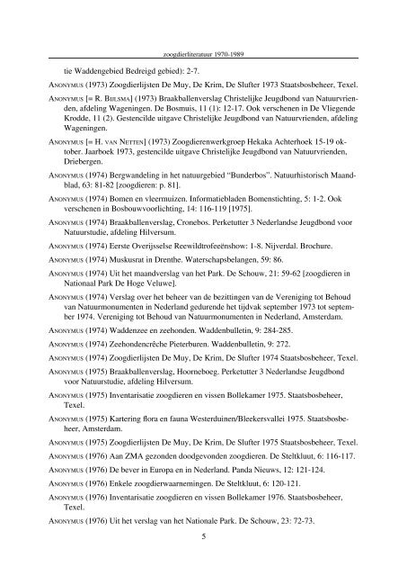 publicaties uitgekomen tussen 1970 en 1990 - De Zoogdiervereniging