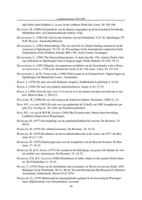 publicaties uitgekomen tussen 1970 en 1990 - De Zoogdiervereniging