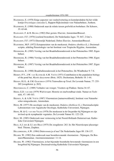 publicaties uitgekomen tussen 1970 en 1990 - De Zoogdiervereniging