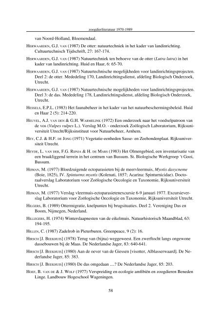 publicaties uitgekomen tussen 1970 en 1990 - De Zoogdiervereniging