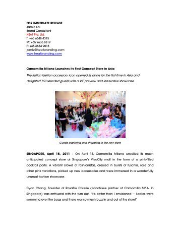 Camomilla Launch Post Event Press Release - HEAT Branding