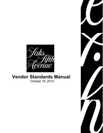 Vendor Standards Manual - Saks Incorporated