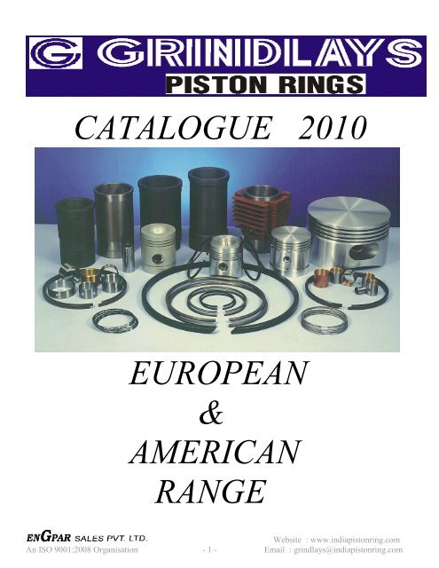 CATALOGUE 2010 EUROPEAN & AMERICAN RANGE - Piston Rings