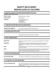 safety data sheet reeves acrylic colours - Mondo Artista