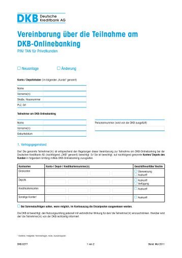 Vereinbarung Ã¼ber die Teilnahme am DKB-Onlinebanking