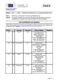 List of participants and speakers