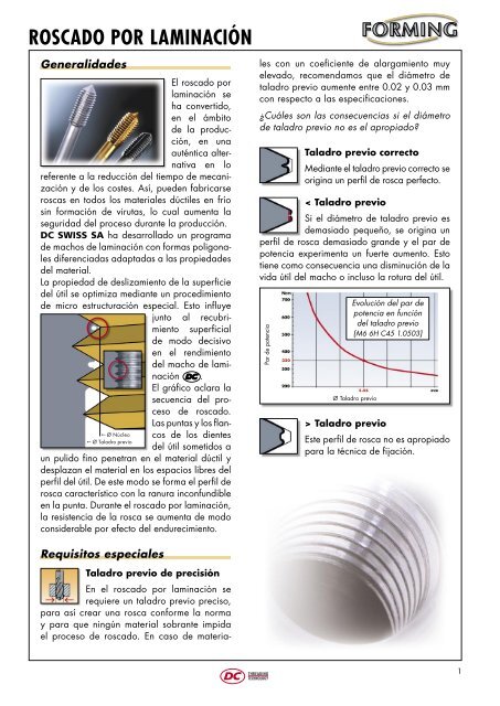 ROSCADO POR LAMINACIÃN Ã Taladro previo - gaspa granÃ©