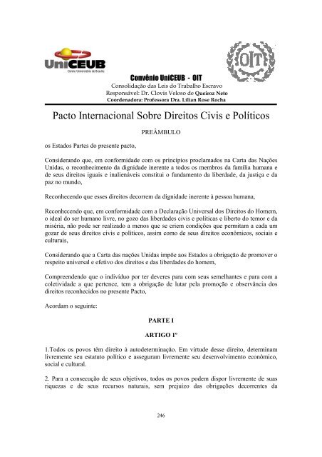 Pacto Internacional Sobre Direitos Civis e PolÃ­ticos.(ONU) - OIT