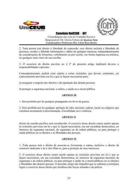 Pacto Internacional Sobre Direitos Civis e PolÃ­ticos.(ONU) - OIT