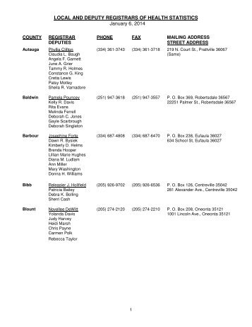 LOCAL AND DEPUTY REGISTRARS OF HEALTH STATISTICS July ...