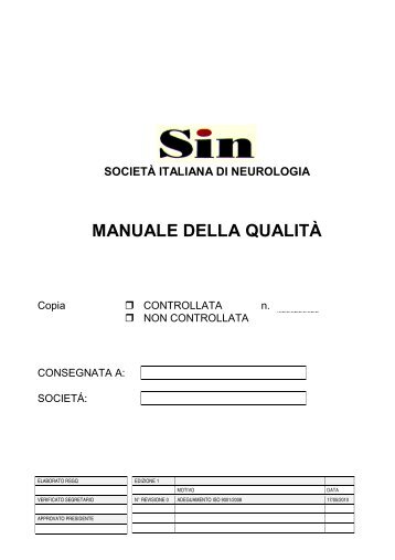 MANUALE DELLA QUALITÃ - SocietÃ  italiana di neurologia