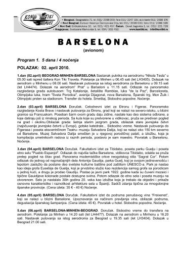 Barselona Uskrs program - Kontiki