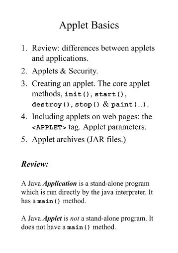 8 - Applet Basics - ECE Student Information