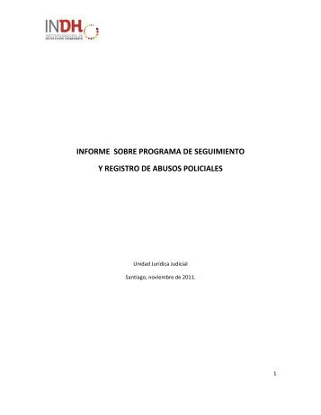 Programa de Seguimiento y Registro de Abusos Policiales - Instituto ...