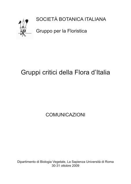 Gruppi critici della Flora d'Italia - SocietÃ  Botanica Italiana