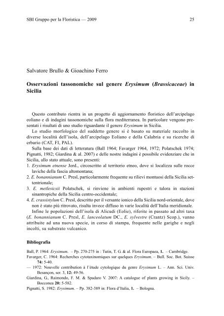 Gruppi critici della Flora d'Italia - SocietÃ  Botanica Italiana