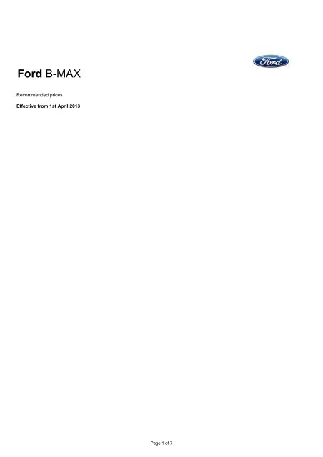 Ford B-MAX - CR Morrow