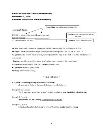 Common Fallacies in Moral Reasoning