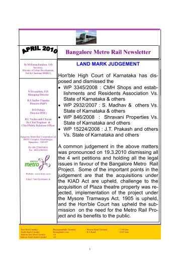 Bangalore Metro Rail Newsletter