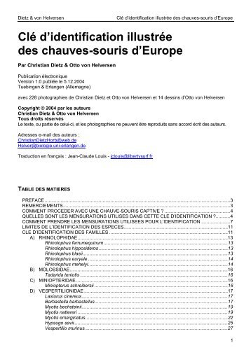 Clé d'identification illustrée des chauves-souris d'Europe