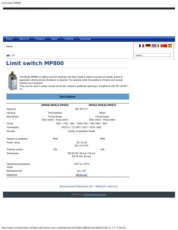 Limit switch MP800