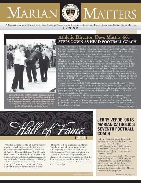 Hall of Fame - Marian Catholic High School