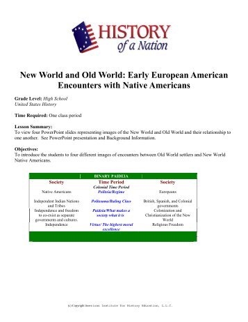 New World and Old World: Early European American Encounters ...