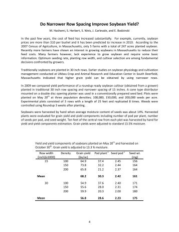 Do Narrower Row Spacing Improve Soybean ... - UMass Extension
