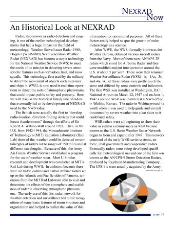 An Historical Look at NEXRAD - NEXRAD Radar Operations Center ...