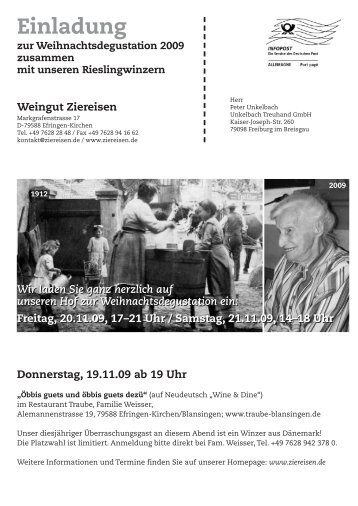 Donnerstag, 19.11.09 ab 19 Uhr - Weingut Ziereisen