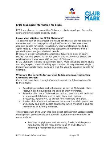 EFDS Clubmark information sheet