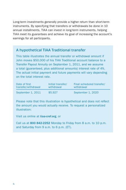 Transfer Payout Annuities: Transfers and Withdrawals ... - TIAA-CREF