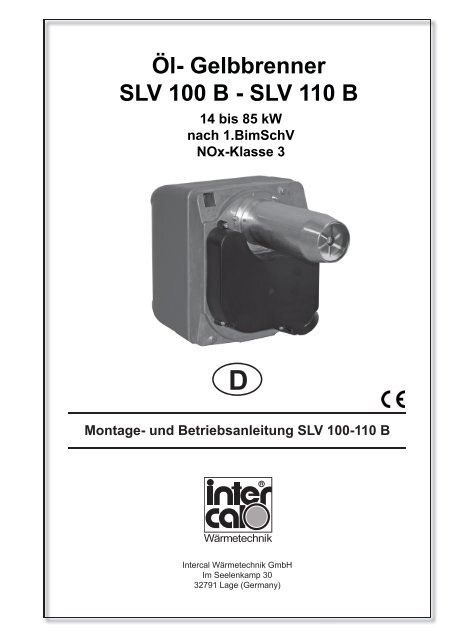 Ã–l- Gelbbrenner SLV 100 B - SLV 110 B - Intercal