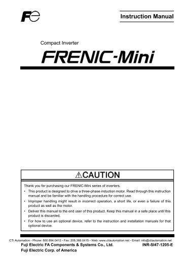 FUJI FRENIC-Mini Series Compact Inverter ... - CTi Automation