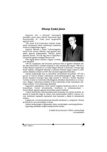 Elhunyt ZsakÃƒÂ³ JÃƒÂ¡nos - Adatbank